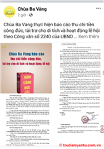 Chùa Ba Vàng công bố báo cáo thu chi tiền công đức, tài trợ cho di tích và hoạt động lễ hội